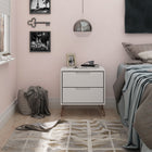 Manhattan Comfort Rockefeller Mid-Century Modern 20" Nightstand in White (2-Drawer)