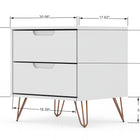 Manhattan Comfort Rockefeller Mid-Century Modern 20" Nightstand in White (2-Drawer)