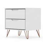 Manhattan Comfort Rockefeller Mid-Century Modern 20" Nightstand in White (2-Drawer)