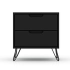 Manhattan Comfort Rockefeller Mid-Century Modern 20" Nightstand in Black (2-Drawer)