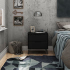 Manhattan Comfort Rockefeller Mid-Century Modern 20" Nightstand in Black (2-Drawer)