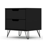 Manhattan Comfort Rockefeller Mid-Century Modern 20" Nightstand in Black (2-Drawer)