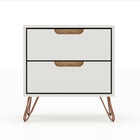 Manhattan Comfort Rockefeller Mid-Century Modern 20" Nightstand in Off White (2-Drawer)