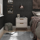 Manhattan Comfort Rockefeller Mid-Century Modern 20" Nightstand in Off White (2-Drawer) - 102GMC8