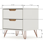 Manhattan Comfort Rockefeller Mid-Century Modern 20" Nightstand in Off White (2-Drawer) - 102GMC3