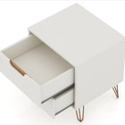 Manhattan Comfort Rockefeller Mid-Century Modern 20" Nightstand in Off White (2-Drawer) - 102GMC8