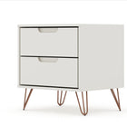 Manhattan Comfort Rockefeller Mid-Century Modern 20" Nightstand in Off White (2-Drawer) - 102GMC8