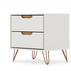 Manhattan Comfort Rockefeller Mid-Century Modern 20" Nightstand in Off White (2-Drawer) - 102GMC8