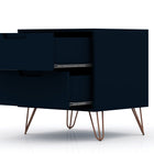Manhattan Comfort Rockefeller Mid-Century Modern 20" Nightstand in Midnight Blue (2-Drawer)
