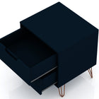 Manhattan Comfort Rockefeller Mid-Century Modern 20" Nightstand in Midnight Blue (2-Drawer)