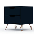 Manhattan Comfort Rockefeller Mid-Century Modern 20" Nightstand in Midnight Blue (2-Drawer)