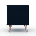Manhattan Comfort Rockefeller Mid-Century Modern 20" Nightstand in Midnight Blue (2-Drawer)