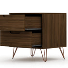 Manhattan Comfort Rockefeller Mid-Century Modern 20" Nightstand in Chestnut Brown (2-Drawer)