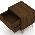 Manhattan Comfort Rockefeller Mid-Century Modern 20" Nightstand in Chestnut Brown (2-Drawer)