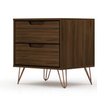 Manhattan Comfort Rockefeller Mid-Century Modern 20" Nightstand in Chestnut Brown (2-Drawer)