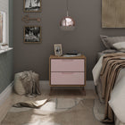 Manhattan Comfort Rockefeller Mid-Century Modern 20" Nightstand in Pink (2-Drawer)