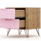 Manhattan Comfort Rockefeller Mid-Century Modern 20" Nightstand in Pink (2-Drawer)