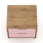 Manhattan Comfort Rockefeller Mid-Century Modern 20" Nightstand in Pink (2-Drawer)
