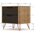 Manhattan Comfort Rockefeller Mid-Century Modern 20" Nightstand in Gray (2-Drawer)