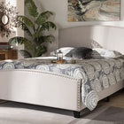 Baxton Studio Morgan Modern Transitional Beige Fabric Upholstered King Size Panel Bed