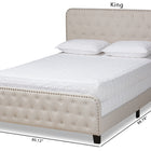 Baxton Studio Annalisa Modern Transitional Beige Fabric Upholstered Button Tufted King Size Panel Bed