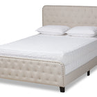 Baxton Studio Annalisa Modern Transitional Beige Fabric Upholstered Button Tufted Full Size Panel Bed