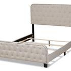 Baxton Studio Annalisa Modern Transitional Beige Fabric Upholstered Button Tufted King Size Panel Bed