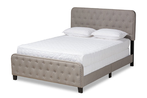 Baxton Studio Annalisa Modern Transitional Grey Fabric Upholstered Button Tufted King Size Panel Bed