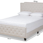 Baxton Studio Marion Modern Transitional Beige Fabric Upholstered Button Tufted Queen Size Panel Bed