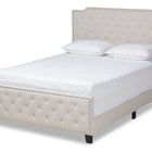 Baxton Studio Marion Modern Transitional Beige Fabric Upholstered Button Tufted Queen Size Panel Bed