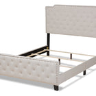 Baxton Studio Marion Modern Transitional Beige Fabric Upholstered Button Tufted Queen Size Panel Bed