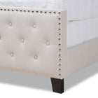 Baxton Studio Marion Modern Transitional Beige Fabric Upholstered Button Tufted Queen Size Panel Bed
