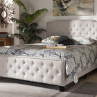 Baxton Studio Marion Modern Transitional Beige Fabric Upholstered Button Tufted Queen Size Panel Bed