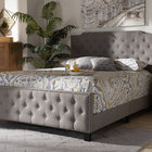 Baxton Studio Marion Modern Transitional Grey Fabric Upholstered Button Tufted Queen Size Panel Bed