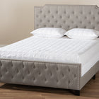 Baxton Studio Marion Modern Transitional Grey Fabric Upholstered Button Tufted King Size Panel Bed