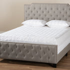 Baxton Studio Marion Modern Transitional Grey Fabric Upholstered Button Tufted Queen Size Panel Bed