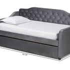 Baxton Studio Freda Traditional and Transitional Grey Velvet Fabric Upholstered and Button Tufted Twin Size Daybed with Trundle