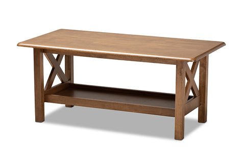 Baxton Studio Reese Traditional Transitional Walnut Brown Finished Rectangular Wood Coffee Table