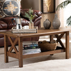 Baxton Studio Reese Traditional Transitional Walnut Brown Finished Rectangular Wood Coffee Table