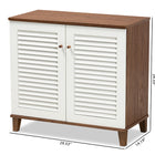 Baxton Studio Coolidge Modern and Contemporary White and Walnut Finished 4-Shelf Wood Shoe Storage Cabinet