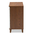 Baxton Studio Coolidge Modern and Contemporary White and Walnut Finished 4-Shelf Wood Shoe Storage Cabinet