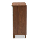Baxton Studio Coolidge Modern and Contemporary White and Walnut Finished 4-Shelf Wood Shoe Storage Cabinet with Drawer