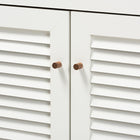 Baxton Studio Coolidge Modern and Contemporary White and Walnut Finished 4-Shelf Wood Shoe Storage Cabinet with Drawer