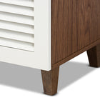 Baxton Studio Coolidge Modern and Contemporary White and Walnut Finished 4-Shelf Wood Shoe Storage Cabinet with Drawer