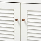 Baxton Studio Coolidge Modern and Contemporary White and Walnut Finished 5-Shelf Wood Shoe Storage Cabinet with Drawer