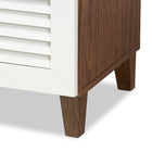 Baxton Studio Coolidge Modern and Contemporary White and Walnut Finished 5-Shelf Wood Shoe Storage Cabinet with Drawer