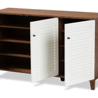 Baxton Studio Coolidge Modern and Contemporary Walnut Finished 8-Shelf Wood Shoe Storage Cabinet