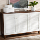 Baxton Studio Coolidge Modern and Contemporary Walnut Finished 8-Shelf Wood Shoe Storage Cabinet