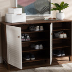 Baxton Studio Coolidge Modern and Contemporary Walnut Finished 8-Shelf Wood Shoe Storage Cabinet