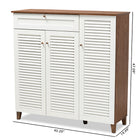 Baxton Studio Coolidge Modern and Contemporary Walnut Finished 11-Shelf Wood Shoe Storage Cabinet with Drawer